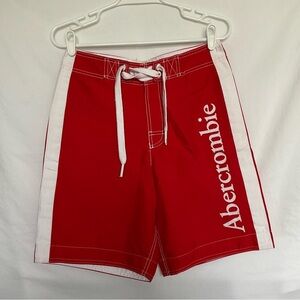 Abercrombie & Fitch Red and White Board Shorts
